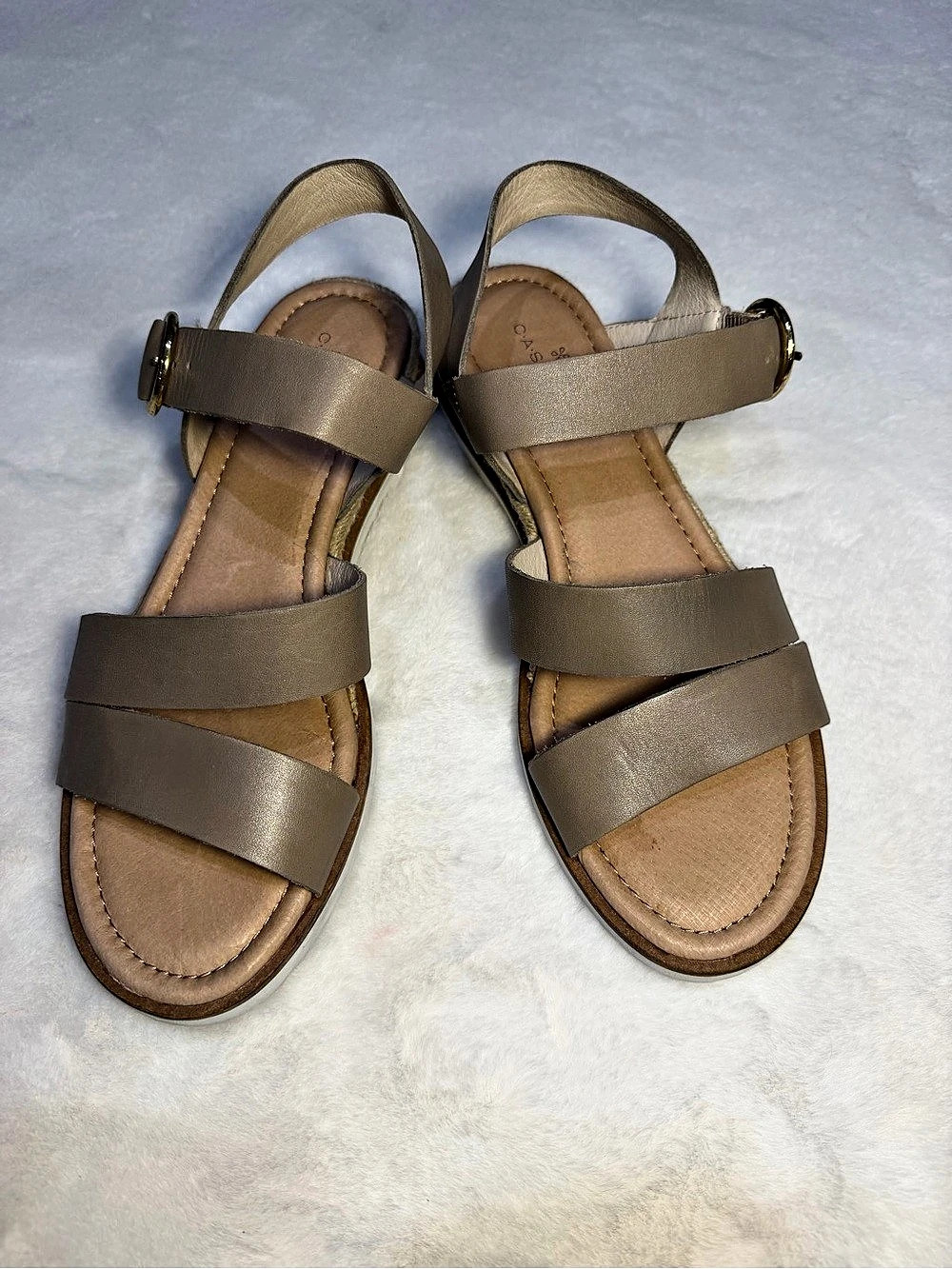 Caslon Strappy Espadrille Sandals in Light Taupe Leather Size 7.5